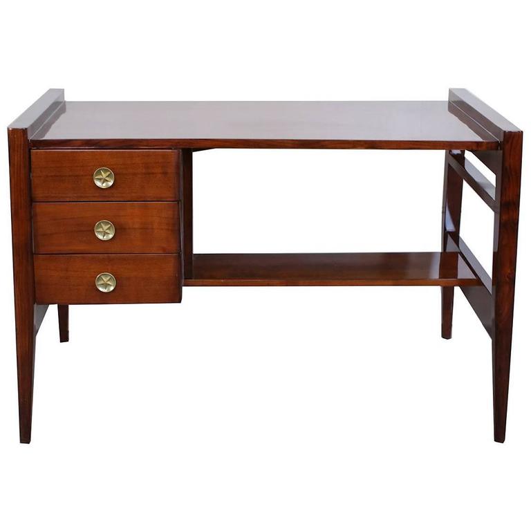 MidCentury Modernist Exotic Wood Desk in Cocobolo, Ebony, Walnut at