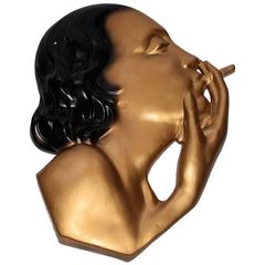 Large 1930s Art Deco 1920s Lady Wall Mask/Plaque