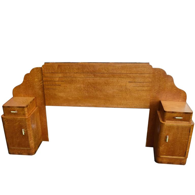 1930s Art Deco Blonde Odeon King Size Bed At 1stdibs 1930s Art Deco Blonde Odeon King Size Bed For