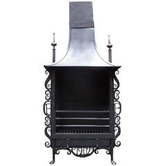 Antique 20th Century Edwardian Arts & Craft Canopy Fireplace Fire Grate