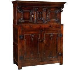 Antique Late 17th Century Carved Oak Court Cupboard