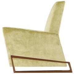 New Handmade Contemporary/Modern, Arm/Club Chair, Velvet Fabric with Walnut Base