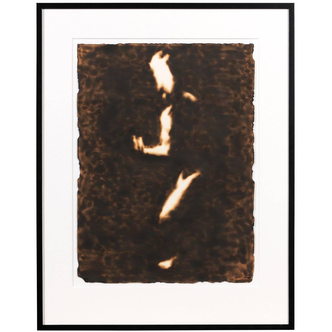 Paul Chojnowski "Figure in Darkness" Burn Drawing For Sale