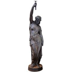 Cast Iron Torchere to the Image of an Athenian Woman, 19th Century
