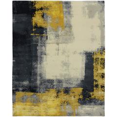 Modern Style Rug with Contemporary Abstract Golden Smoke Texture 11
