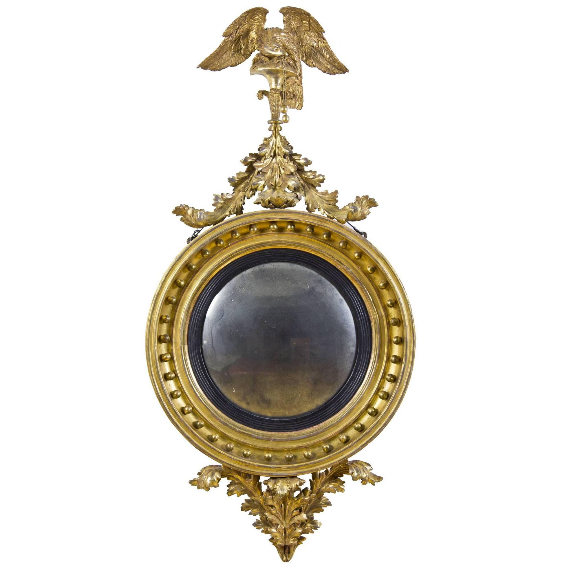 Large Girandole Mirror, American or English, circa 1810, Provenance Wayne Pratt For Sale