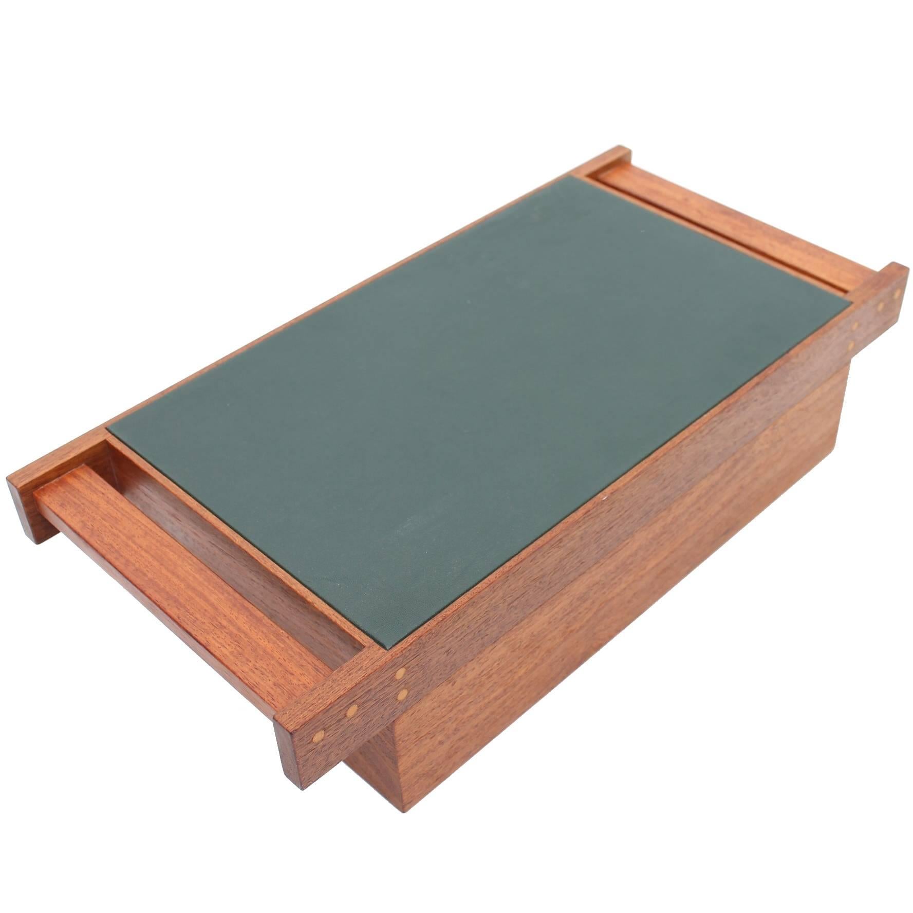 Teak and Black Leather Jewelry Box by Aksel Kjersgaard for Odder Furniture For Sale