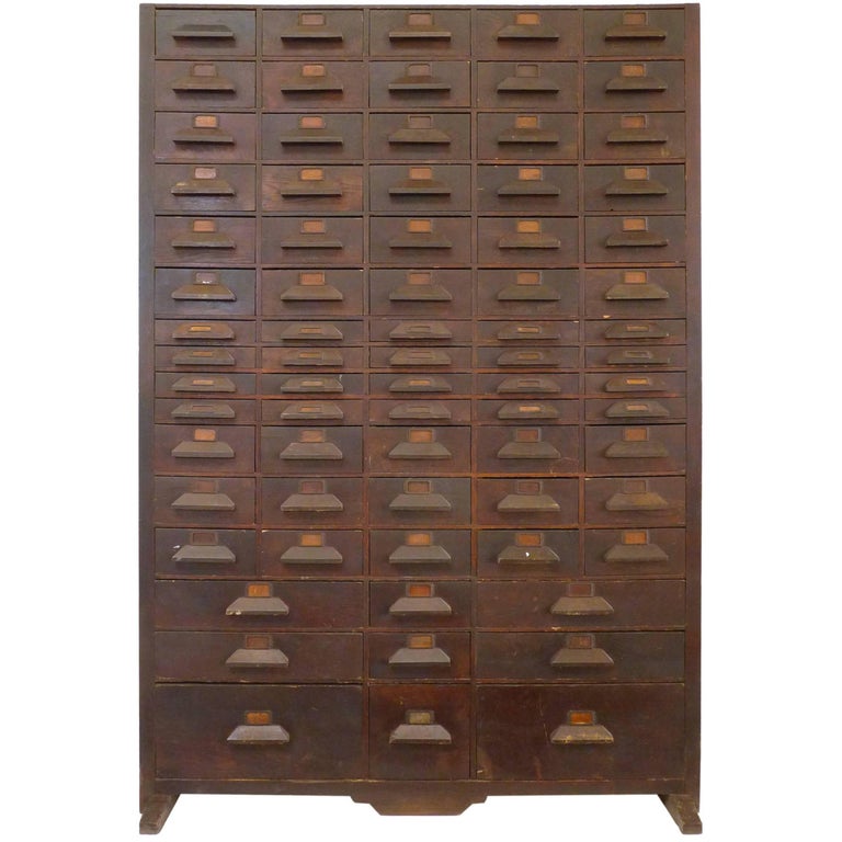 Monumental Wood Multi-Drawer Cabinet For Sale