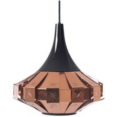 Danish Modern 1960s Pincut Copper Pendant Light