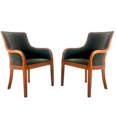 Pair of Mohair and Cherrywood Chairs by Zographas