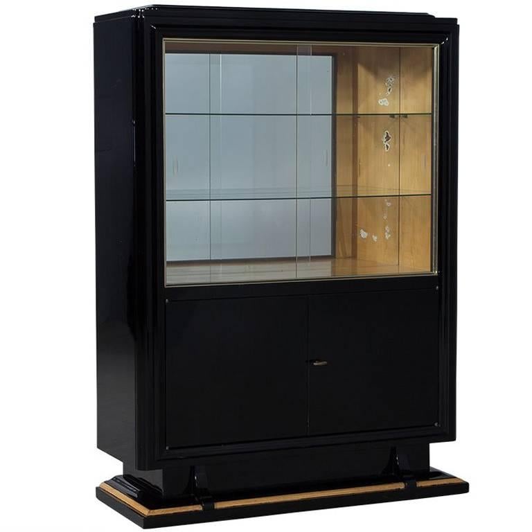 Black High Gloss Art Deco Cabinet