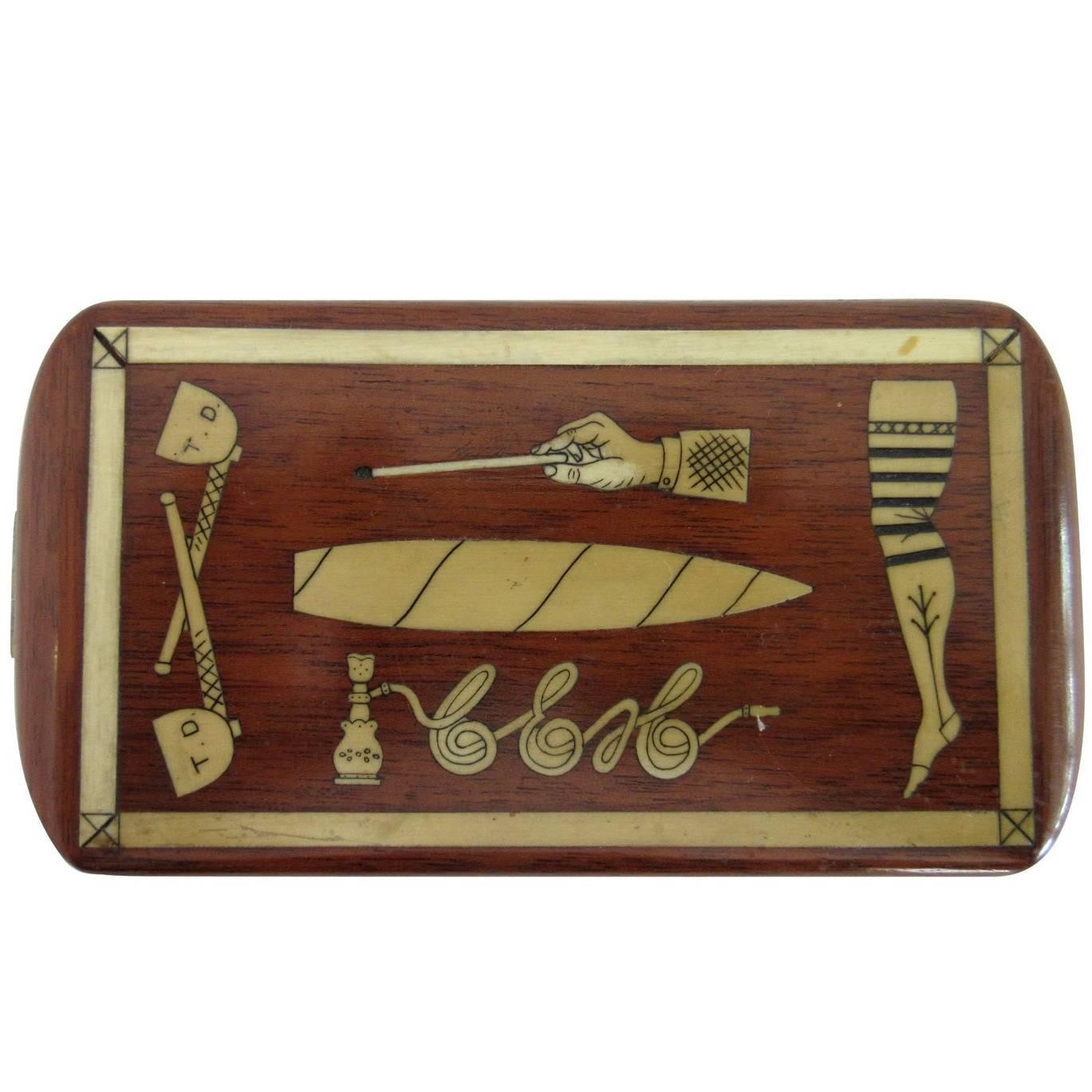 French Cigarette Box with Various Inlaid Images