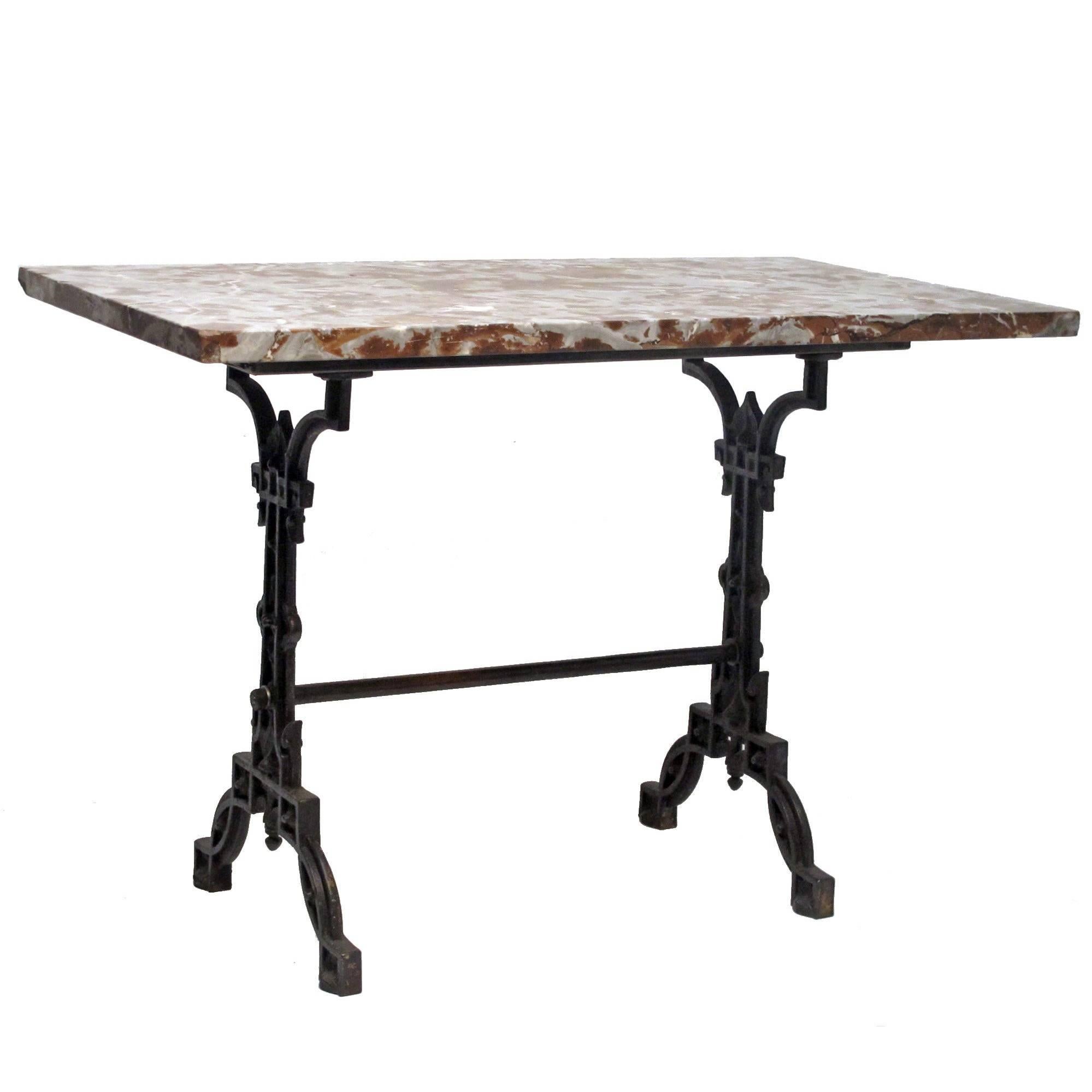 French Cast Iron and Marble Cafe Table
