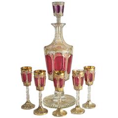 19th Century Red Cabochon Liquor Service by Moser