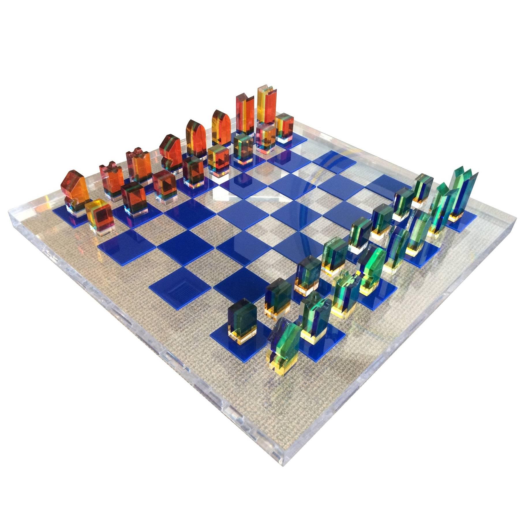 1960s Lucite Chess Set by Charles Hollis Jones