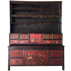 Antique Tibetan Cupboard, Hand-Painted