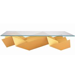 New Handmade Modern/Contemporary Brushed/Anodized Aluminum Glass Coffee Table