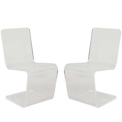 Pair of 1970s Lucite 'Z' Chairs