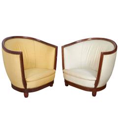 Pair of French Art Deco Mahogany Tub Chairs