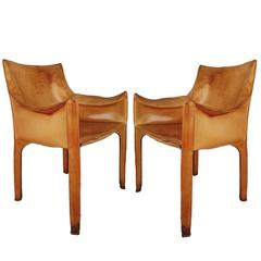 Pair of Leather Cab Chairs by Mario Bellini, circa 1980