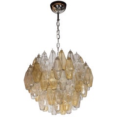 Mid-Century Modernist Polyhedral Chandelier in Smoked Amber and Clear