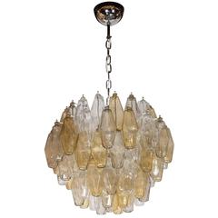 Mid-Century Modernist Polyhedral Chandelier in Smoked Amber and Clear 7
