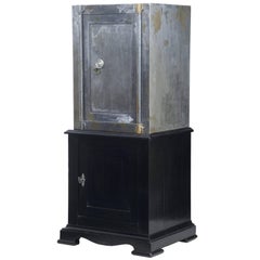 19th Century Polished Steel Safe on Stand