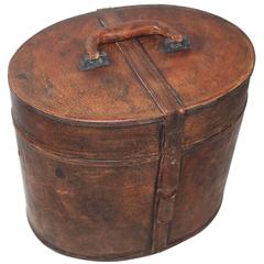 Antique Early Leather Hat Box