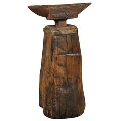 Antique 19th Century Enclume, Anvil on Its Wooden Base
