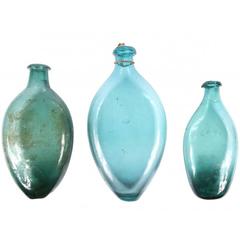 Collection of Three European 16th-17th Century Green Glass Flasks