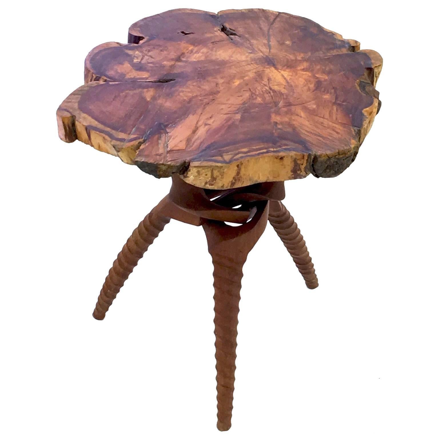 Organic Live Edge Occasional Table in the Manner of Nakashima
