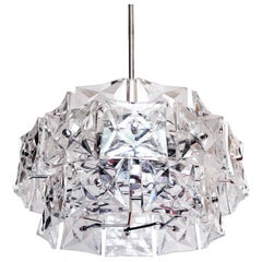 Lampadario di design in cristallo e cromo di Kinkeldey, Germania, anni '60