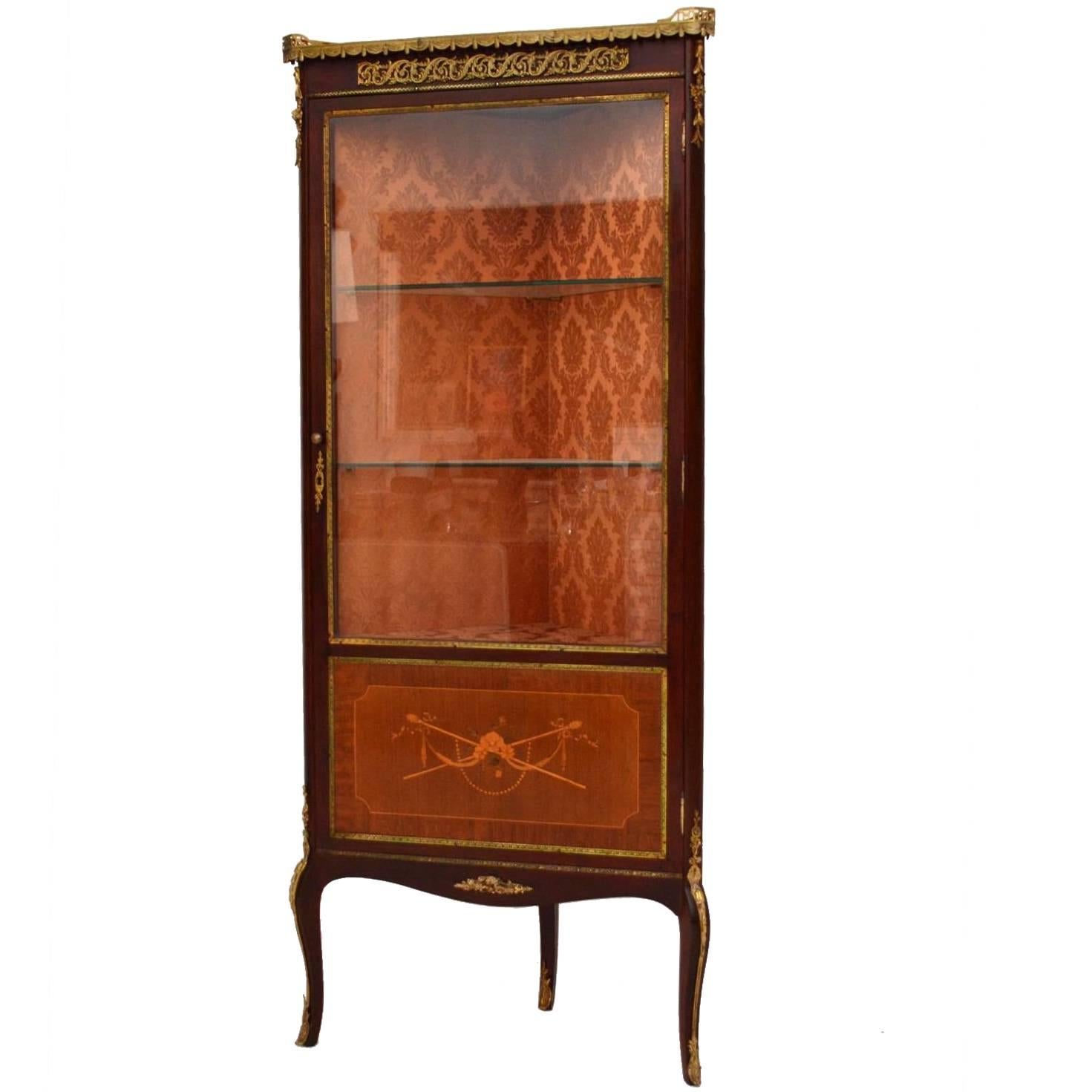 Antique French Ormolu-Mounted Corner Cabinet