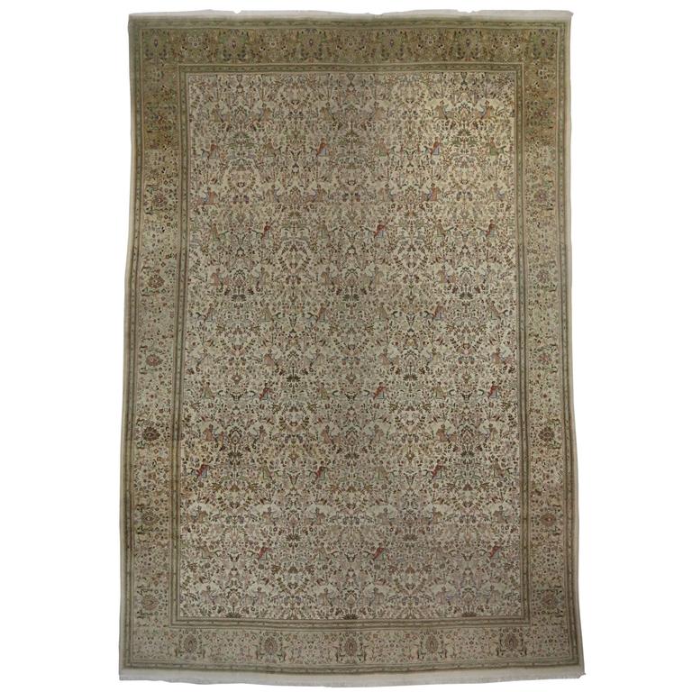 Vintage Persian Tabriz Gallery Rug with Soft, Neutral Colors For Sale