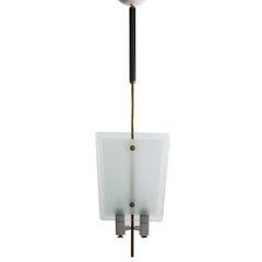 1950s Fontana Arte Glass and Brass Pendant Lantern
