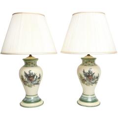 Pair of Reverse Glass Painted Lamps