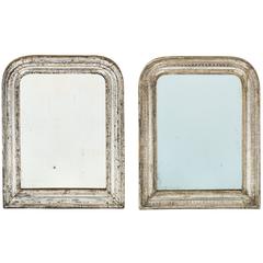 Antique Pair of French Louis Philippe Silver Leaf Mirrors