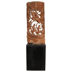 Indonesian Carved Sculpture of a Processional on a Plinth Base