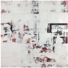 Rebecca Ruoff "Snow Day", Large White/Pink/Red Abstract Painting, 2015