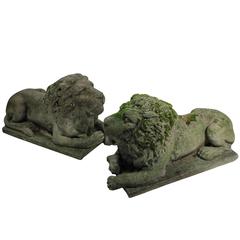 Vintage Pair of Reconstructed Stone Lions