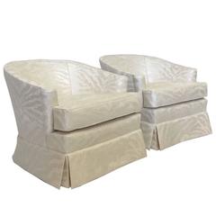 Pair of Silver Zebra on Cream Club Chairs