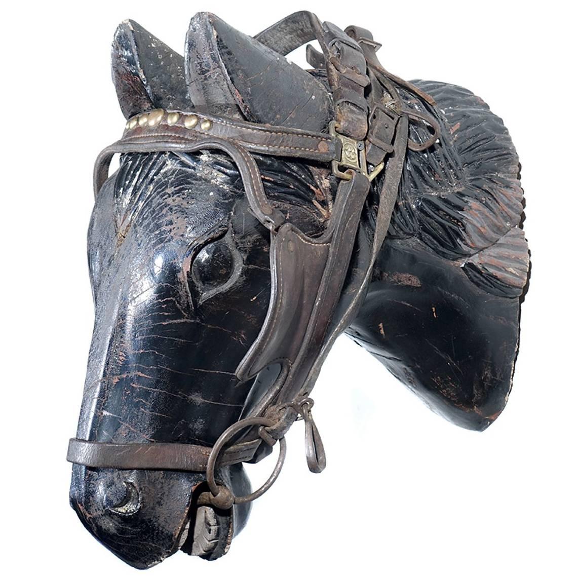 Early Hand-Carved Tack Horse Display Head