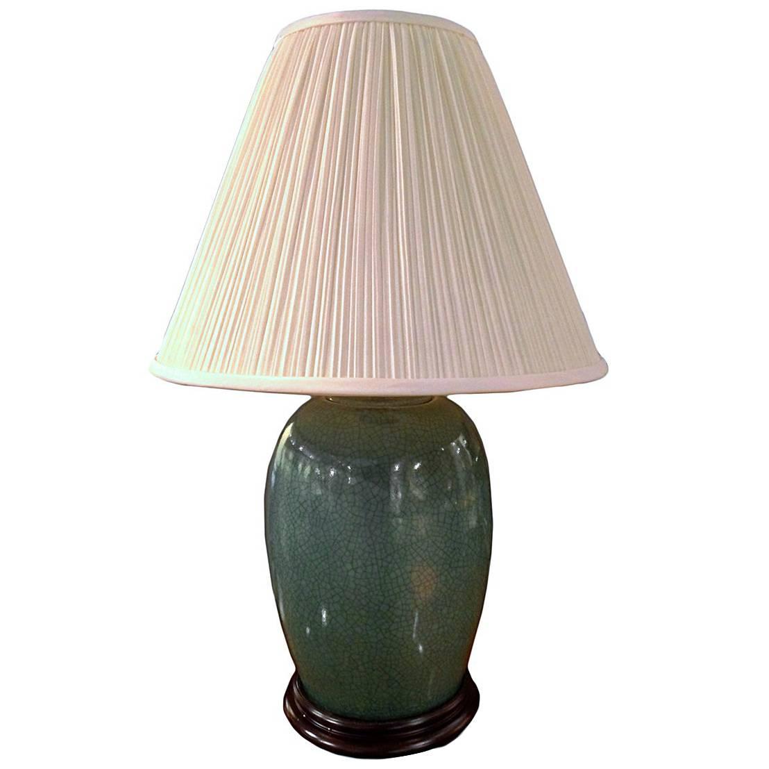 Chinese Xuantong Celadon Melon Jar, Wired as a Lamp