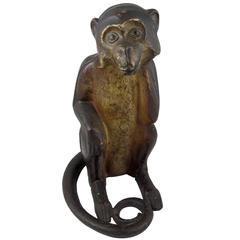 Antique Rare Hubley Cast Iron Full Figure Seated Monkey Doorstop