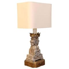 Custom Table Lamp from Unusual Carved Portuguese Candlestick