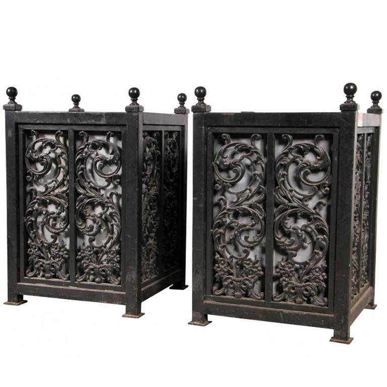 Pair Of Elaborate Wrought Iron Large Planters For At Pair Of Elaborate Wrought Iron Large Planters For At