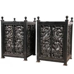 Mexican Black Wrought Iron Tree Of Life Wall Planter For At 1stdibs Pair Of Elaborate Wrought Iron Large Planters