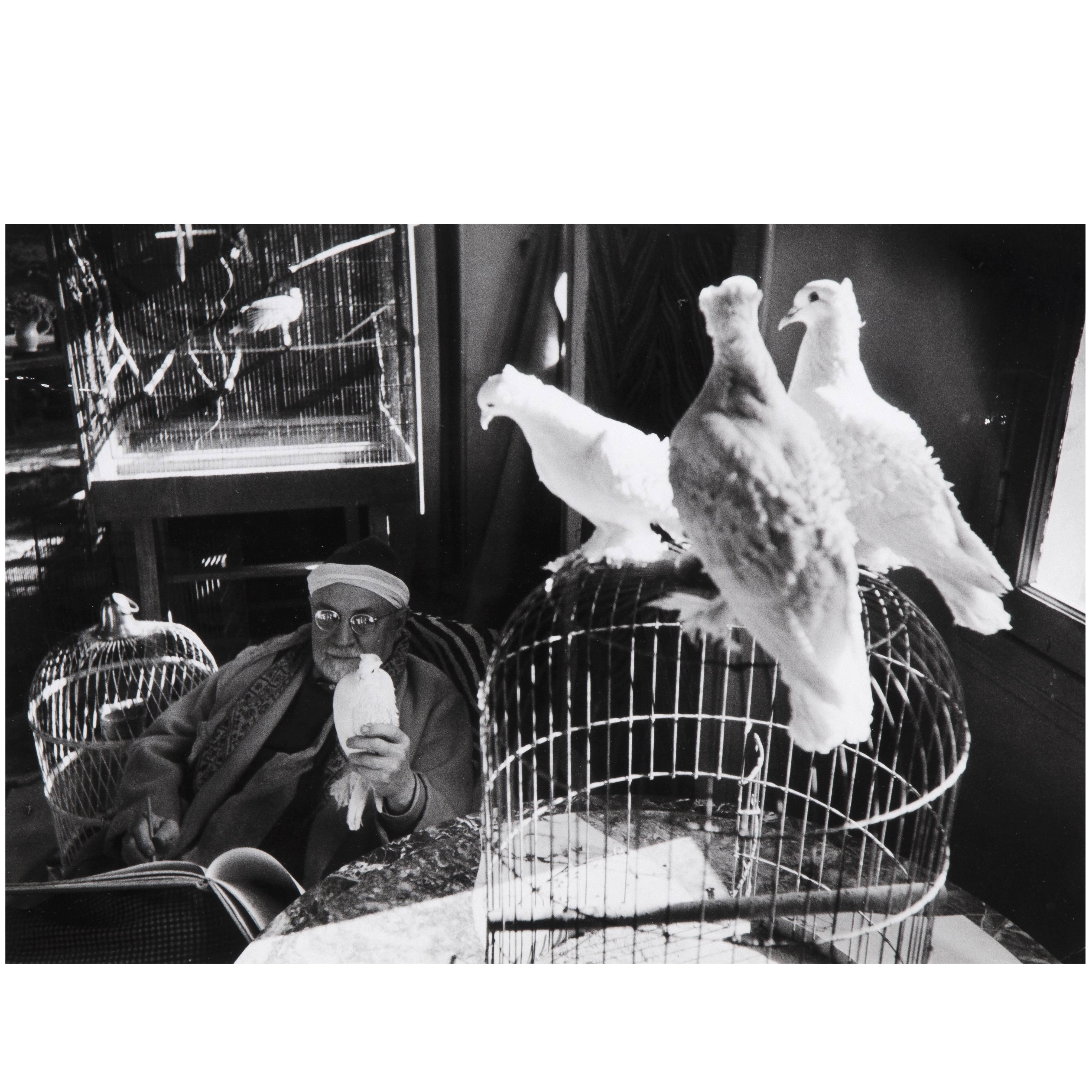 Henri Matisse Sketching Doves, Photograph by Henri Cartier-Bresson, 1944 For Sale