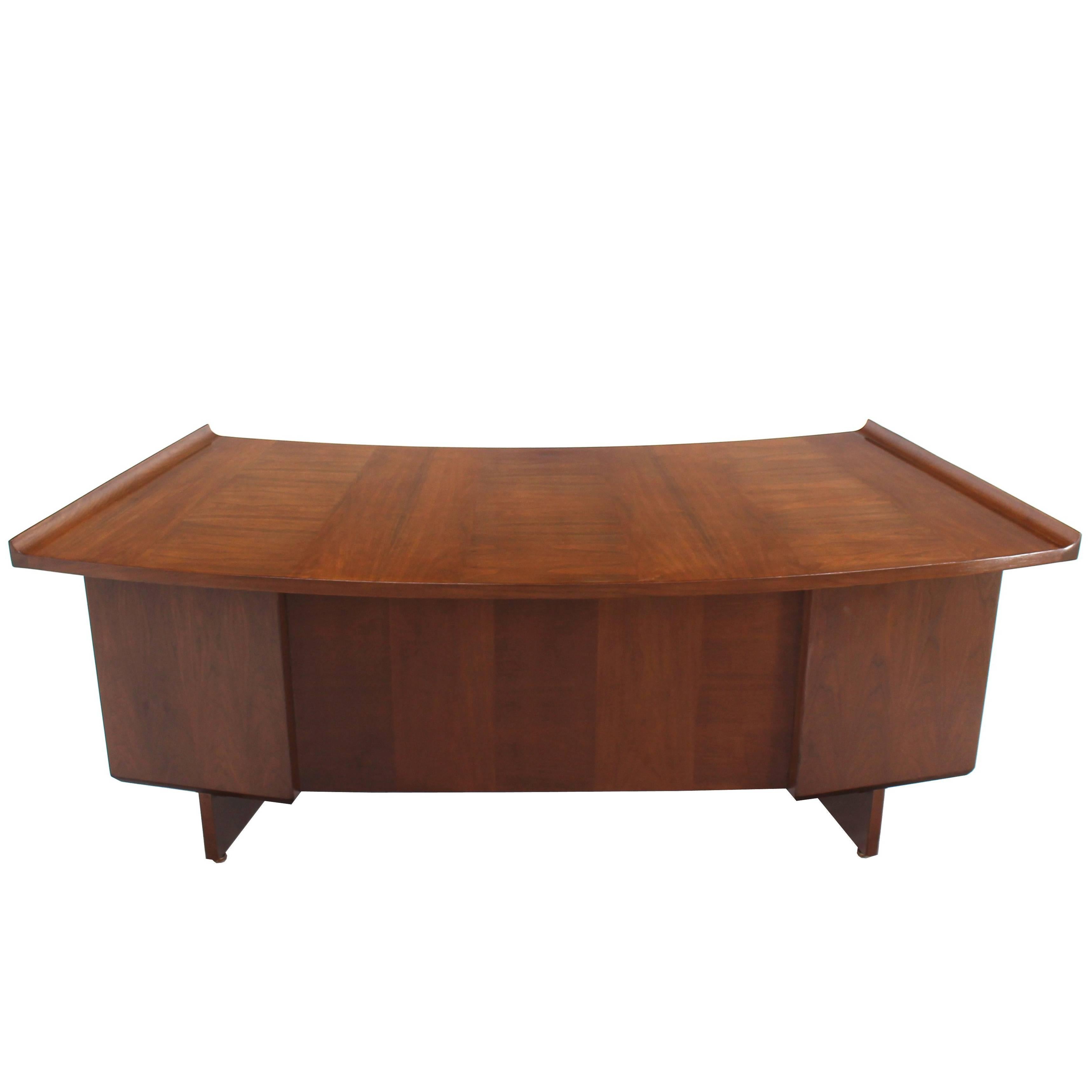 Large Curved Top Walnut Executive Desk by Harvey Probber