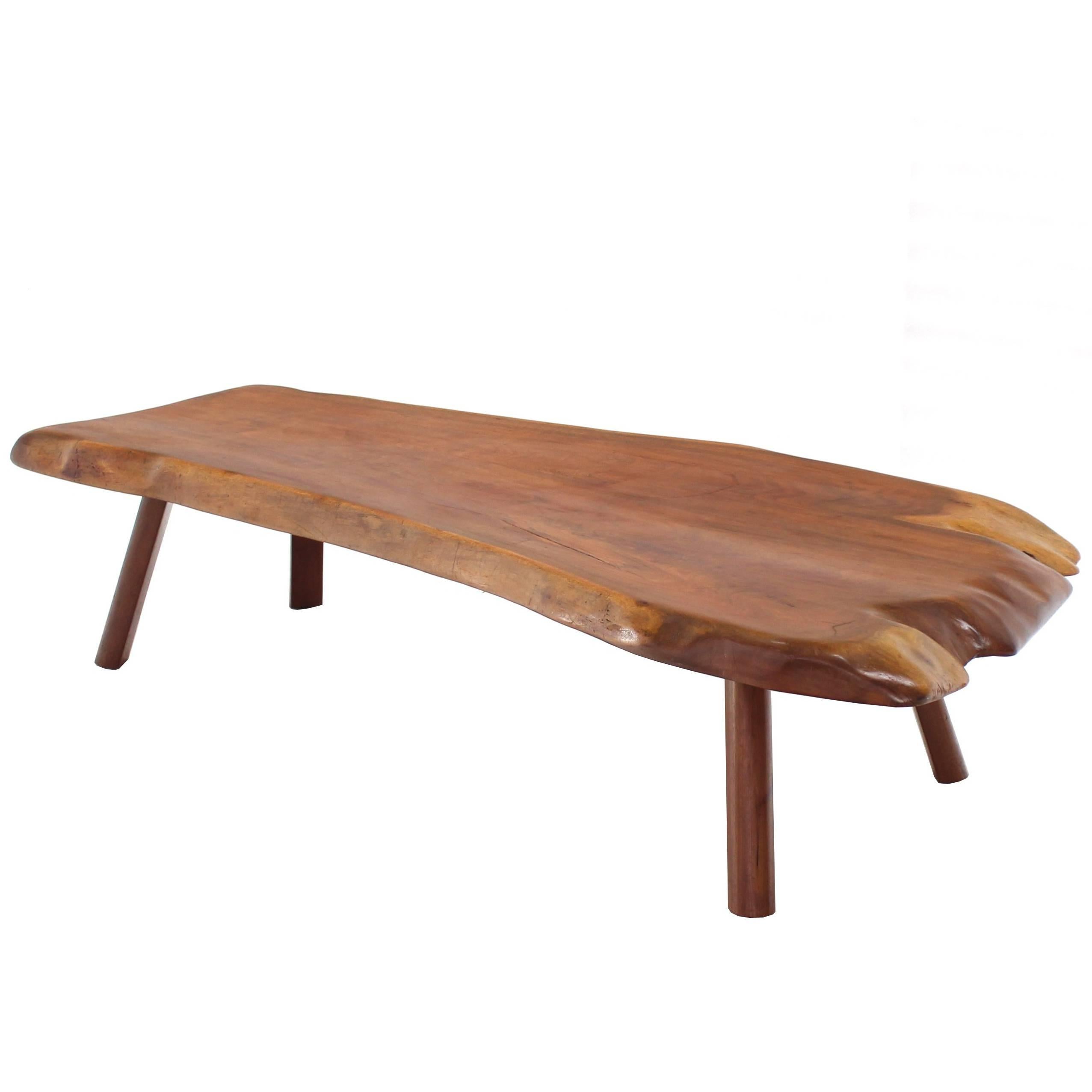 Large Heavy Slab Wood Top Coffee Table